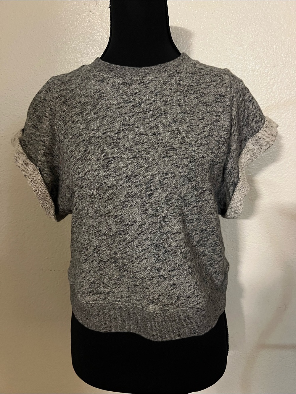 Derek Lam Heather Gray Short Sleeve Knit Sweatshirt